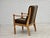 Danish Armchair in Striped Furniture Wool and Carved Oak Wood, 1970s For Sale - Image 11 of 17