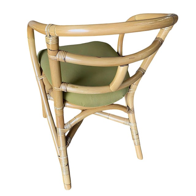 Pair of Restored Mid-Century Loop Arm Rattan Dining Armchairs For Sale In Los Angeles - Image 6 of 9