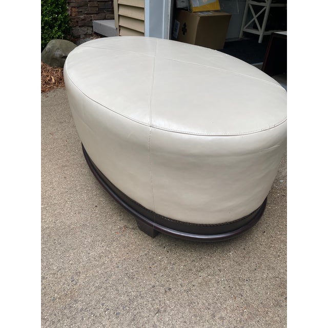 Baker, Knapp & Tubbs Baker Oval Leather Ottoman Designed by Barbara Barry For Sale - Image 4 of 6