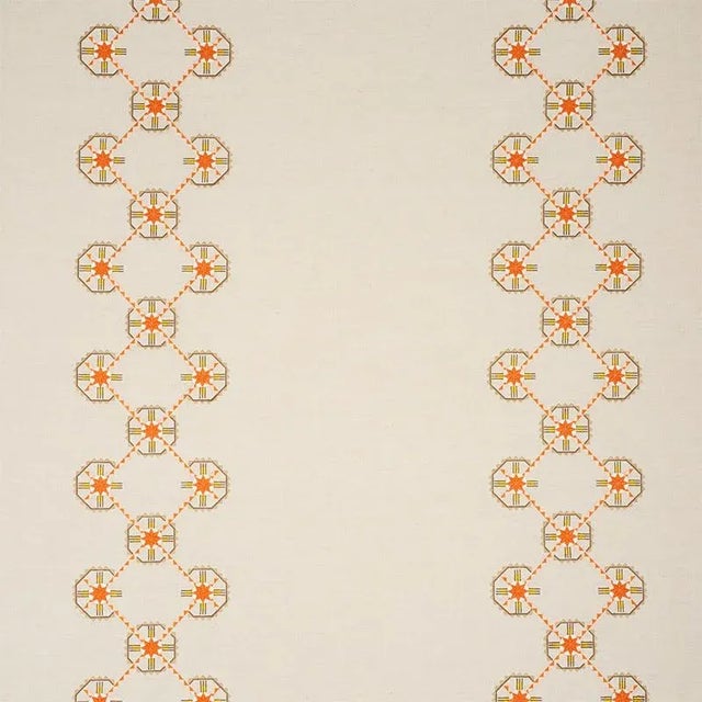 Contemporary Sample - Schumacher Chamizal Embroidery Fabric in Orange & Pink For Sale - Image 3 of 3