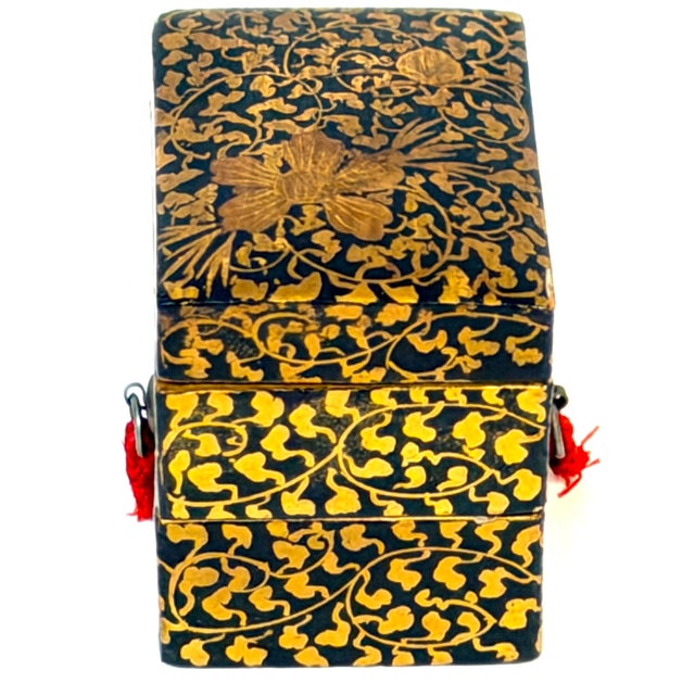 Gold Japanese Meiji Miniature Gold Maki-e Two-Tier Jūbako, circa 1890 For Sale - Image 8 of 12