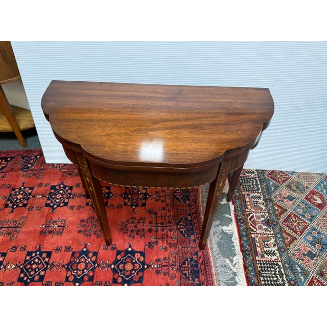 Henkel Harris Henkel Harris Federal Inlaid Cherry Wood Flip Top Console Table For Sale - Image 4 of 12