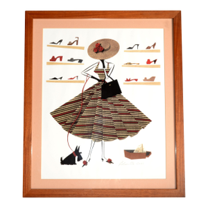 2001 Mary Lynn Blasutta Textile Shoe Shopper Fashion Illustrations Mixed Media