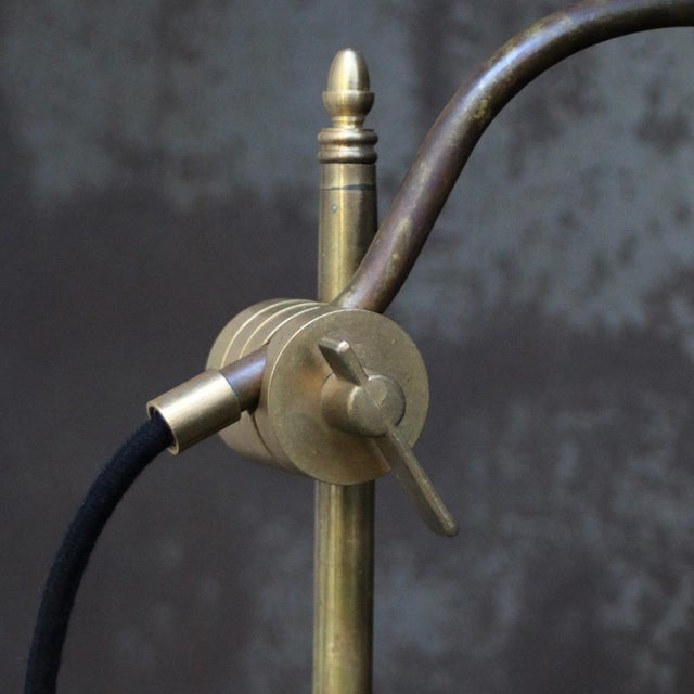 French Purple Brown Enamel and Brass Desk Light For Sale - Image 6 of 8