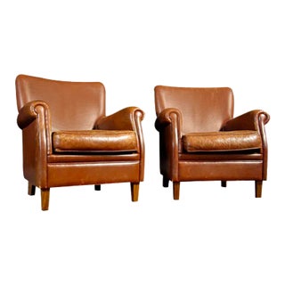 Vintage Leather Brown Chair For Sale