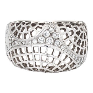 Cartier Nouvelle Vague Paris Ring Diamond 18k White Gold Sz 6 Vintage c2000 For Sale