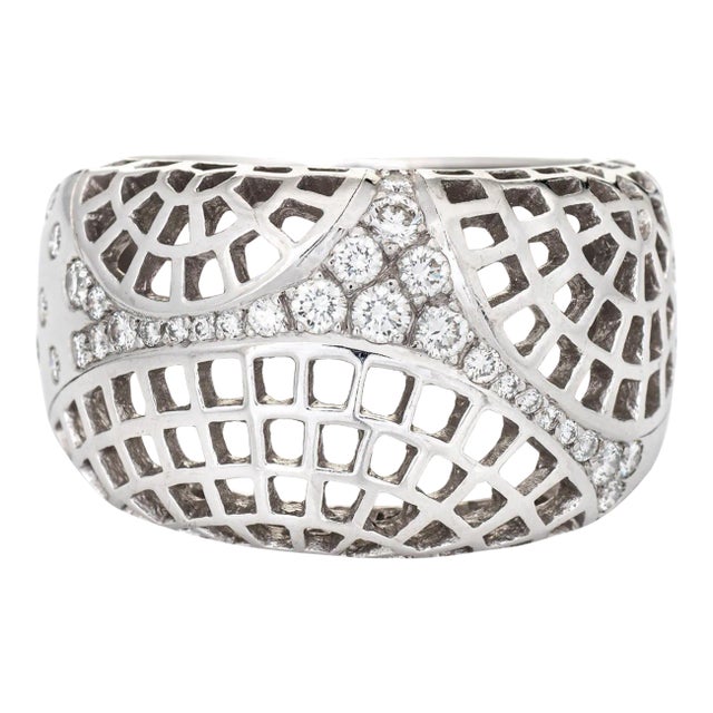 Cartier Nouvelle Vague Paris Ring Diamond 18k White Gold Sz 6 Vintage c2000 For Sale