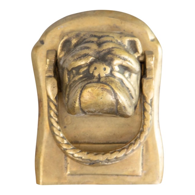 19th Century English Brass Bulldog Door Knocker For Sale