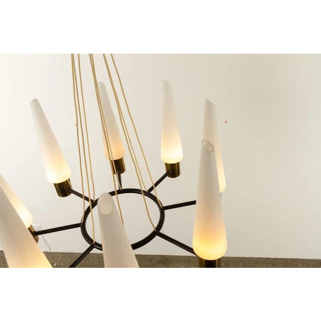 Mid-Century Modern Brass Pendant Lamp with Opal Glass Shades, 1960s For Sale - Image 14 of 18