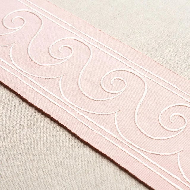 Not Yet Made - Made To Order Sample - Schumacher X Miles Redd Greek Waves Trim in White on Blush For Sale - Image 5 of 6