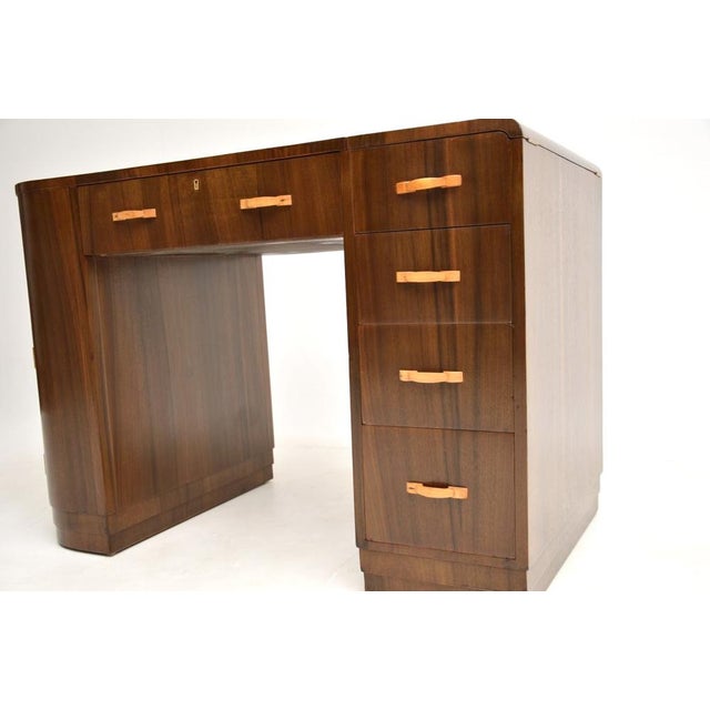 Art Deco Figured Walnut and Leather Top Desk, 1930s For Sale - Image 14 of 16