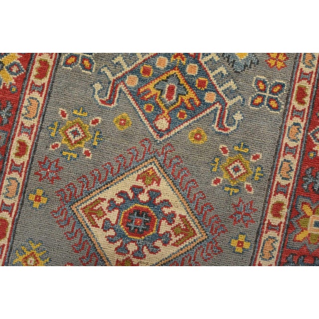 Kazak Runner 2’8” X 9’9” Gray Wool Tribal Hand-Knotted Oriental Rug For Sale - Image 4 of 13