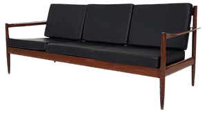 Sofa with Black Vinyl Upholstery, 1960s