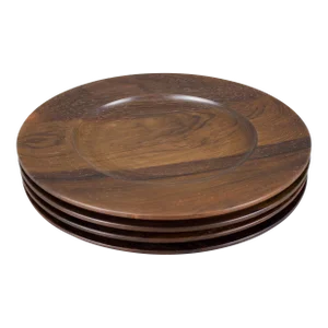 Vintage Mid Century Danish Saap Denmark Carved Rosewood Charger Plates- Set of 4