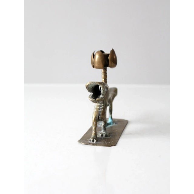 Vintage Chinese Brass Dragon Candlestick Holder For Sale - Image 4 of 13