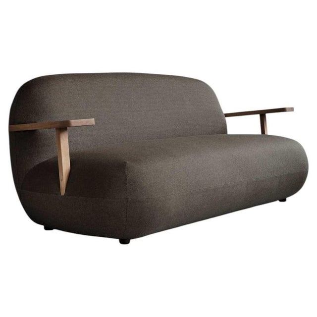 Toe Sofa in Stone Gray Teak and Outdoor Fabric by Tommy Hyldahl For Sale - Image 8 of 8