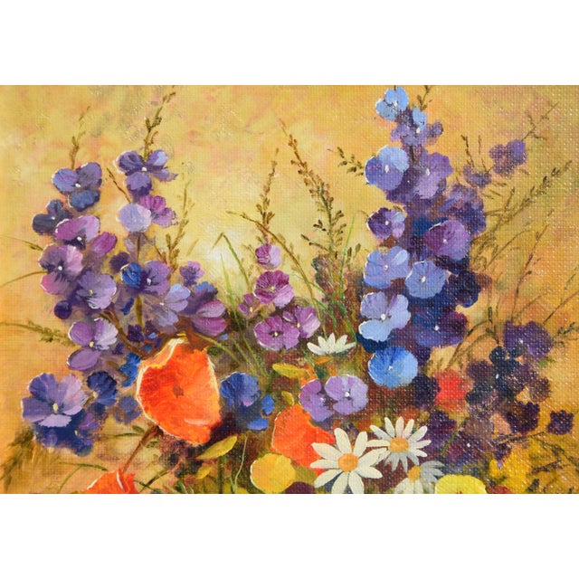 1980s Hermann Dieste, Still Life with Wildflowers, 1980s, Oil Painting, Framed For Sale - Image 5 of 12