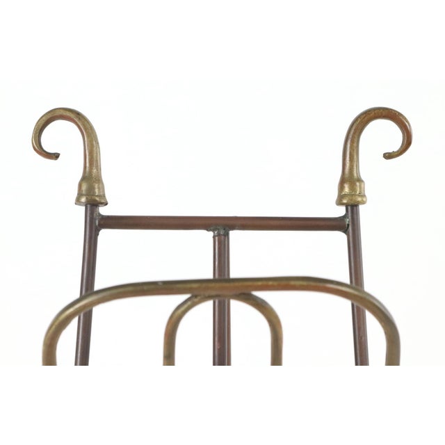 Traditional Early 20th Century Brass Tripod Tier Magazine Rack For Sale - Image 3 of 8