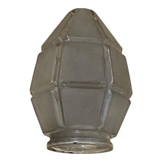 Antique Art Deco Octagonal Faceted Design Frosted Glass Shade For Sale