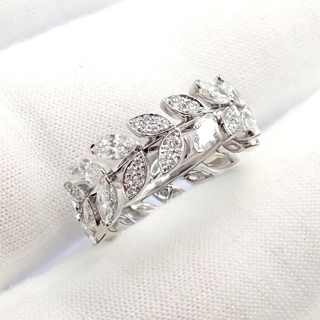 Tiffany & Co. Platlinum Victoria Vine Diamond Eternity Ring, Size 7 For Sale - Image 17 of 17