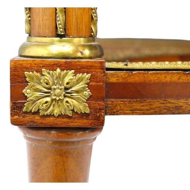 Louis XVI Style Walnut & Ormolu Marquetry & Inlaid 1-Drawer Library Table C1890 For Sale - Image 11 of 18