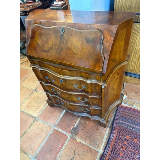 1920s Italian 1020s Walnut & Burl Wood Diminutive Drop Front Desk For Sale - Image 5 of 7