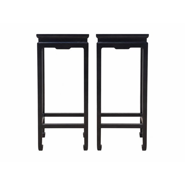 Asian Pair of Elm Wood Side Tables For Sale - Image 3 of 6