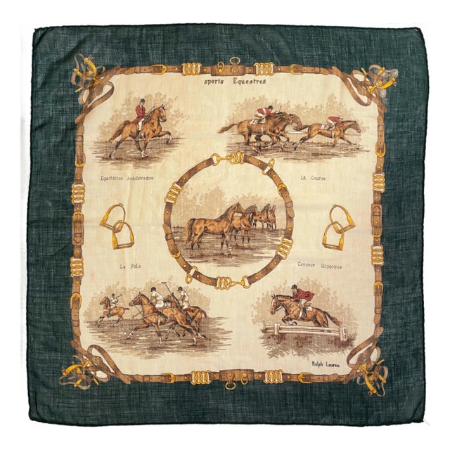1980s Ralph Lauren Equestrian Themed Cashmere and Scarf - For Sale