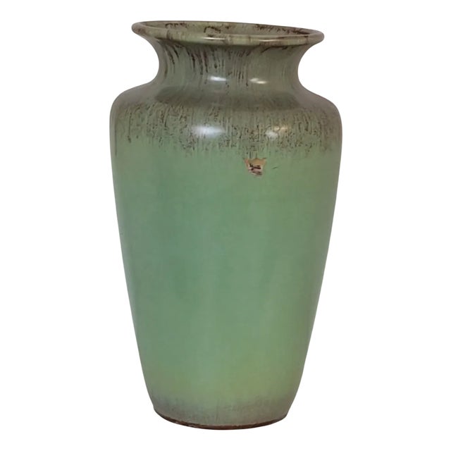 Vintage German Ceramic Vase with Blue-Green Glaze, 1960s For Sale