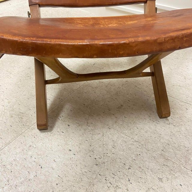Ecuadorian Mid-Century Stamped Leather Folding Arm Chair For Sale - Image 12 of 13