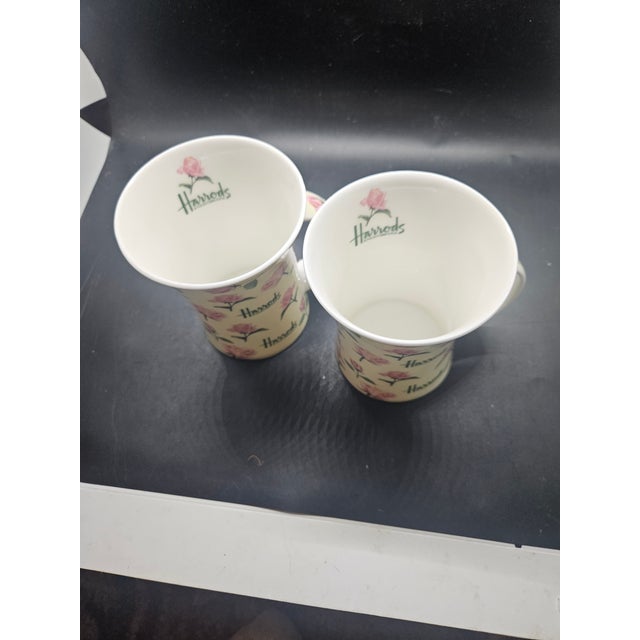 Harrods Rose-Pattern Fine Bone China Coffee and Tea Mugs, Two