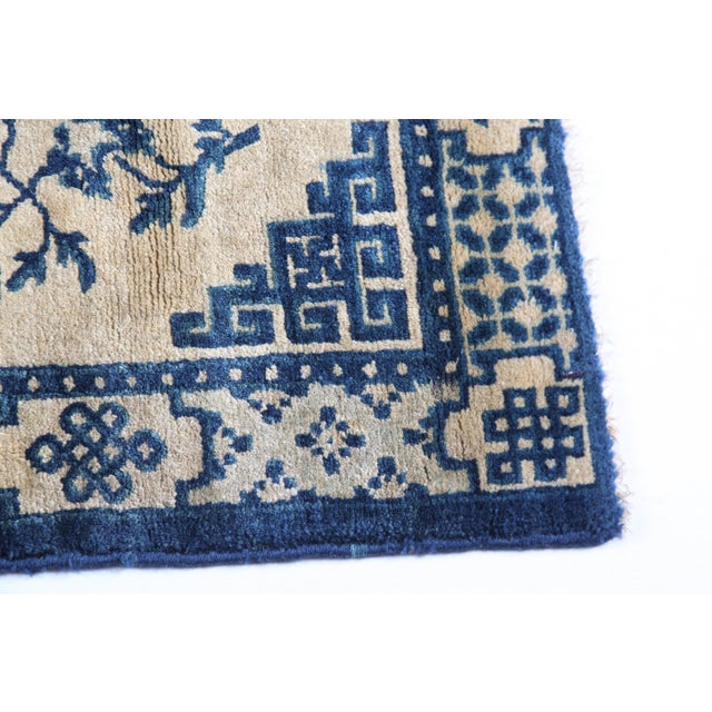 Ivory Antique Chinese Peking Rug in Indigo & Ivory With Classic Scholar Motifs -2' 1'' X 4' 1'' For Sale - Image 8 of 12