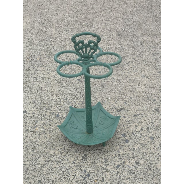 Green Green Cast Iron Umbrella Stand with Handle, 1920s For Sale - Image 8 of 12