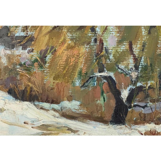 Rural Landscape Antique Painting Original Soviet Art Ukrainian Artist Sokolovsky G. 34-48 1980s For Sale - Image 4 of 6