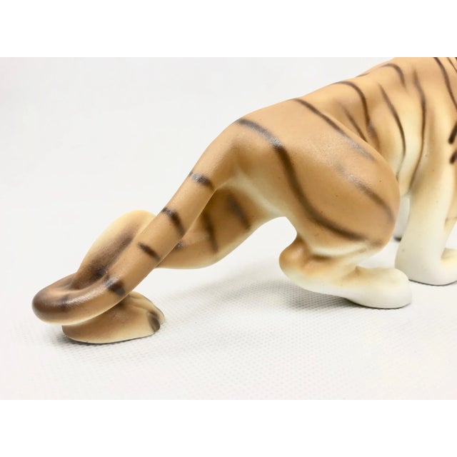 Orange Pottery Tiger Figurine by Royal Dux Bohemia, 1960s For Sale - Image 8 of 10