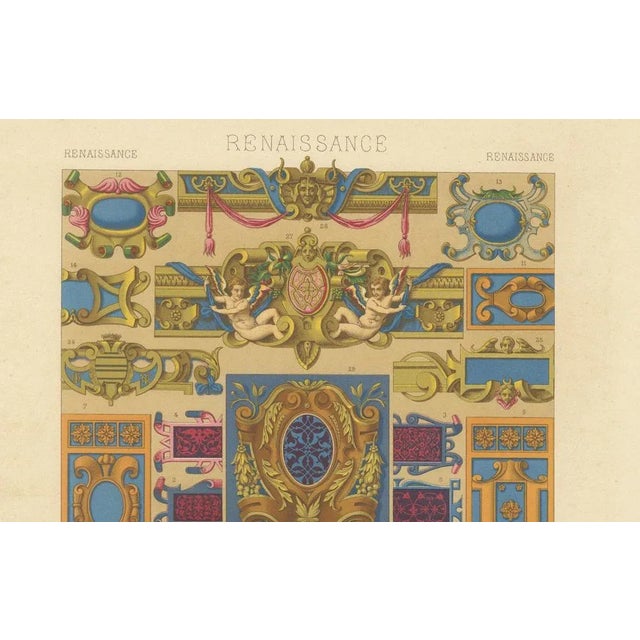 Renaissance Decorative Cartouches & Motifs – Antique Lithograph, Pl. LVIII This striking chromolithograph, Plate LVIII...
