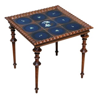 Sculptural Side Table with Hand-Decorated Tile Top from Frederik Stærmose, Denmark, 1930s For Sale