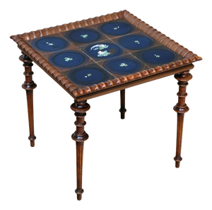 Sculptural Side Table with Hand-Decorated Tile Top from Frederik Stærmose, Denmark, 1930s