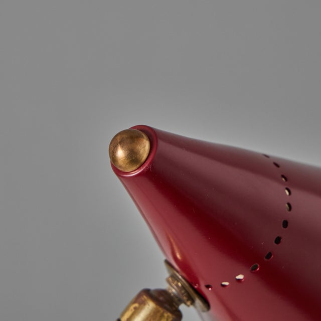 1950s Giuseppe Ostuni Red Conical Table Lamp for Oluce For Sale - Image 13 of 18