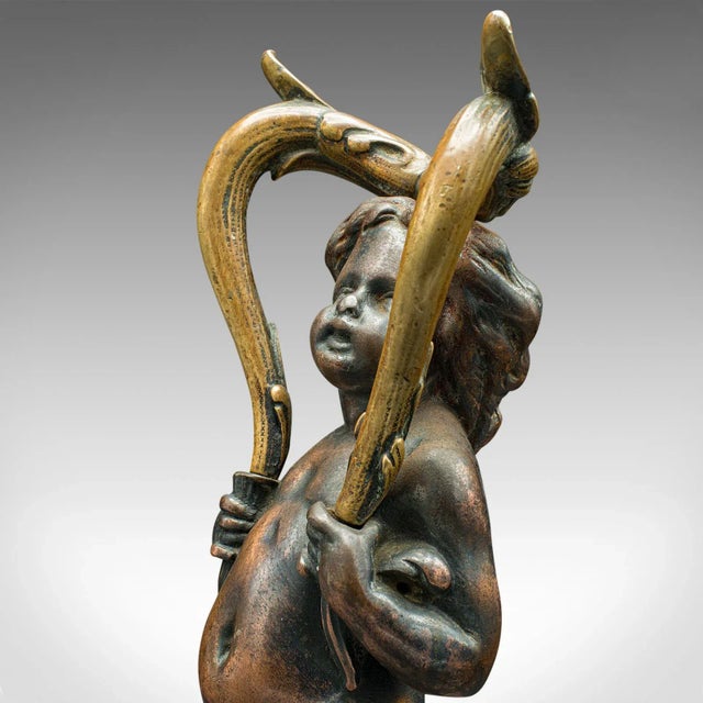 Bronze 1900's Pair of Antique Decorative Cherubs For Sale - Image 8 of 12