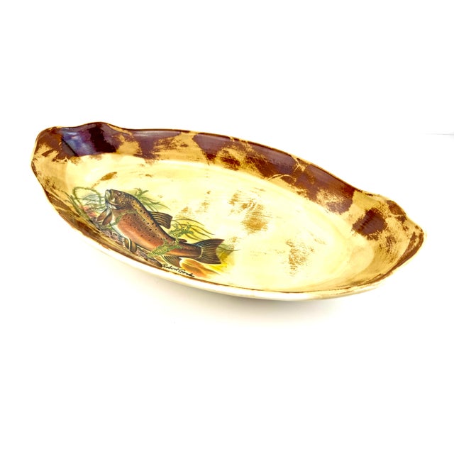 Vintage Robert Gordon Australia “Trout” Hand-Painted Oval Ceramic Platter For Sale - Image 11 of 14