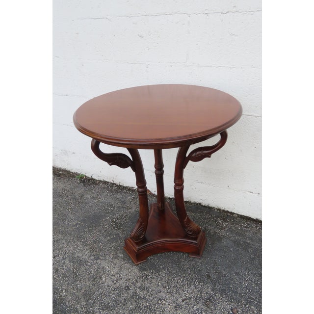 Carved Swan Round Solid Mahogany Side End Table 6173 For Sale - Image 12 of 12