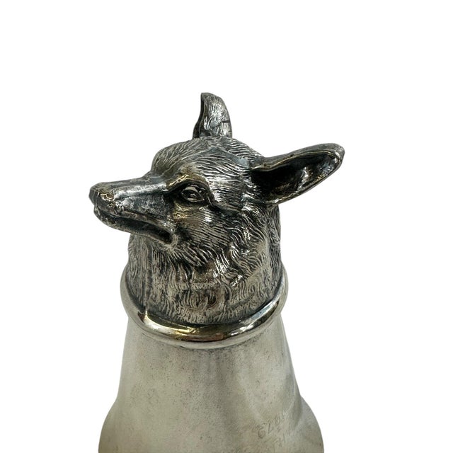 English Vintage Silverplate Foxhead Stirrup Cup For Sale - Image 3 of 12