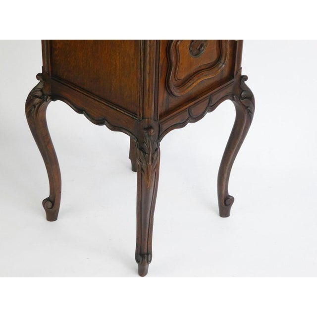 Antique French Louis XV Wooden Side Table with Marble For Sale - Image 3 of 11