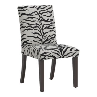 Chelsea Dining Chair in Cream Black Linen Zebra For Sale