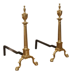 Federal Style Pair Of Brass Andirons