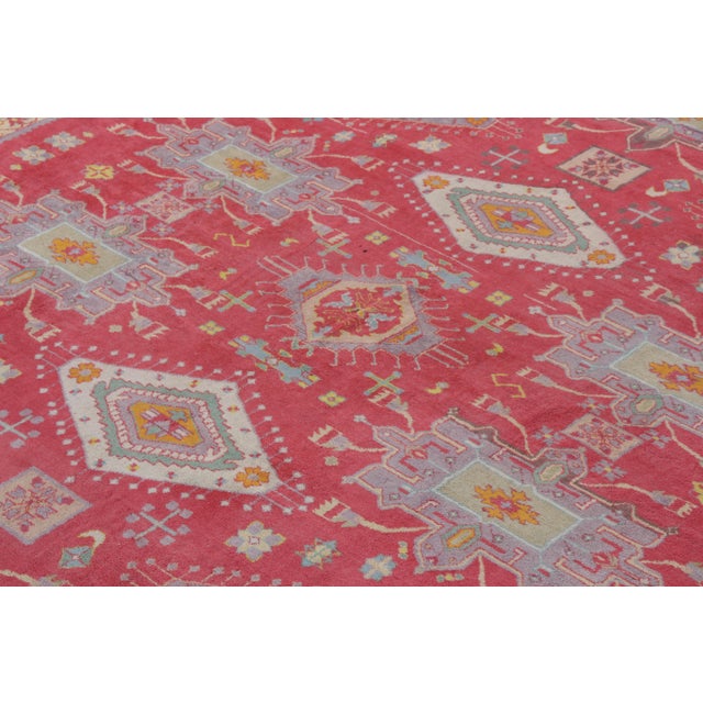 Antique Indian Agra Rug in an All Over Red, Blue, Yellow Medallion Pattern For Sale In New York - Image 6 of 8