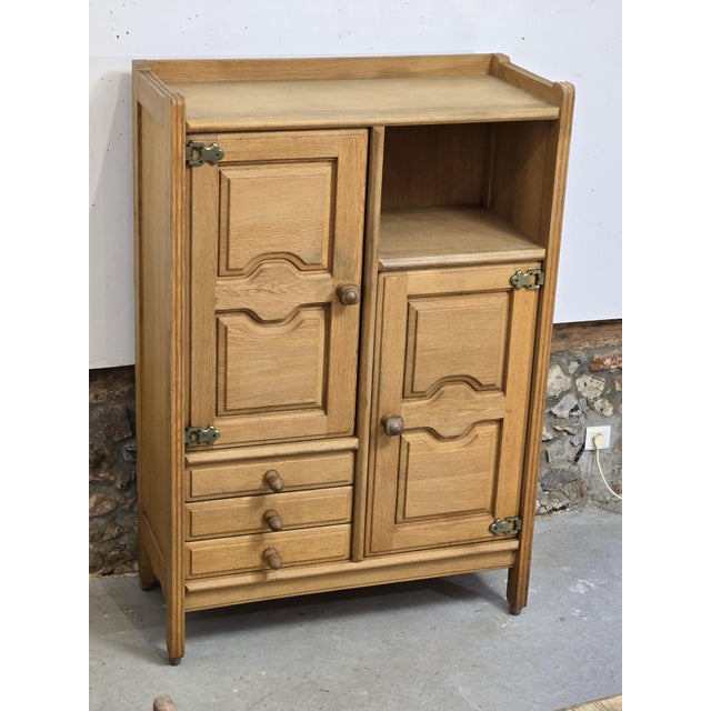 Tall Sideboard with Cupboards, Drawers and Niche by Guillerme et Chambron, 1970s For Sale - Image 17 of 18