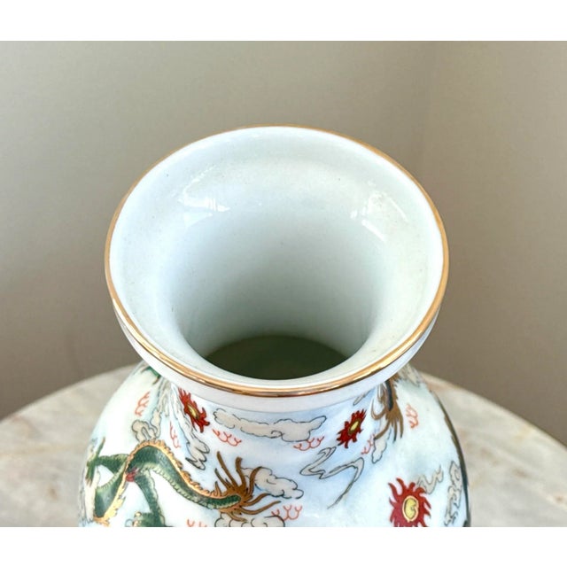 Vintage Hand Painted Chinese Porcelain Dragon Vase For Sale - Image 9 of 13