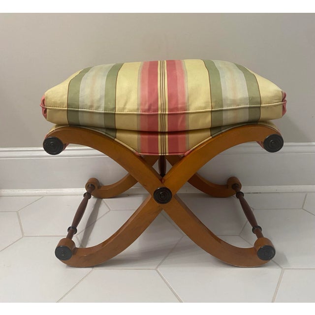 Neoclassical Late 20th Century Vintage X Base Neoclassical Ottoman by Hickory For Sale - Image 3 of 9